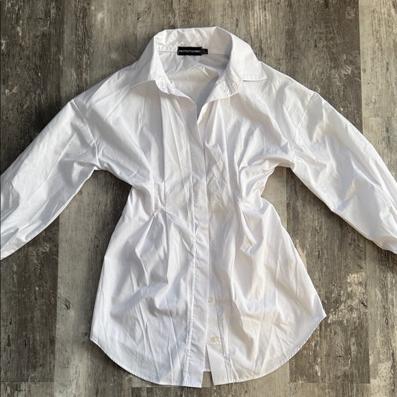 PrettyLittleThing Tops - Crisp White Collared and pre-waisted dress shirt